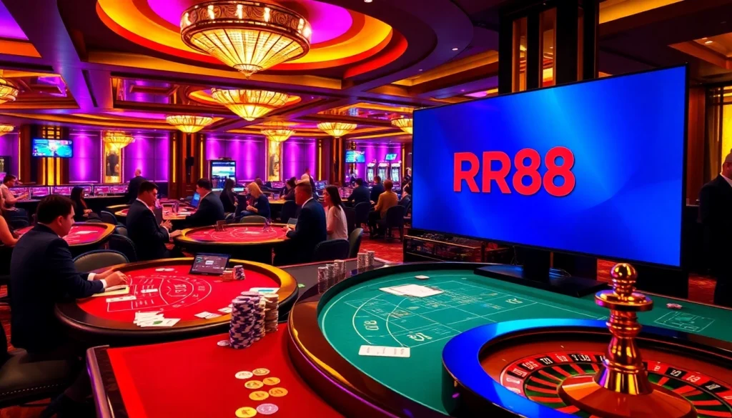 Experience RR88's exciting casino environment with vibrant tables and thrilling gameplay.