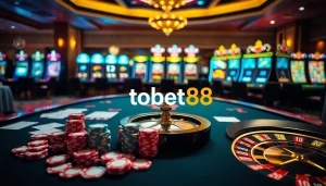 Engage in thrilling games at tobet88 with vibrant casino elements and lively atmosphere.