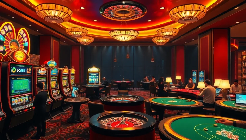 Experience the thrill of 8qbet with immersive casino visuals highlighting games and excitement.