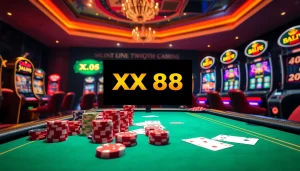 Experience the thrill of online gambling with XX 88 at a vibrant casino table.
