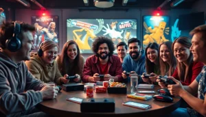 Engaged gamers discussing their favorite video game reviews and ratings.