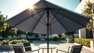 Profesionalioje lauko verslo aplinkoje rodomi teleskopiniai skėčiai įmonėms.