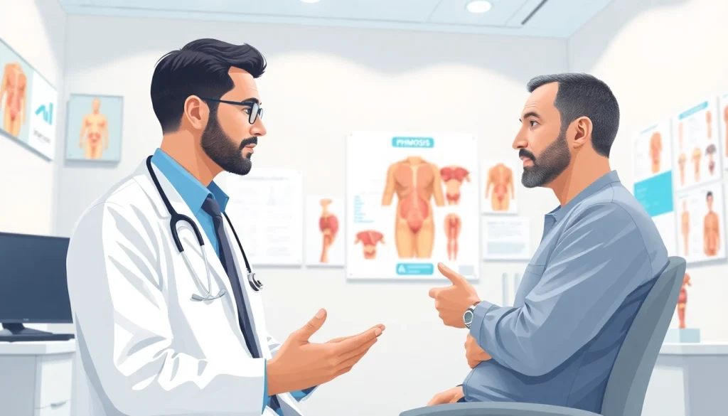 現代的なクリニックで医師と患者が相談する 包茎手術 おすすめ