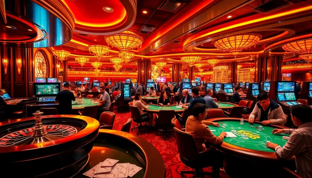 Experience the thrill of gambling at RR88, with vibrant casino tables and an exciting atmosphere.