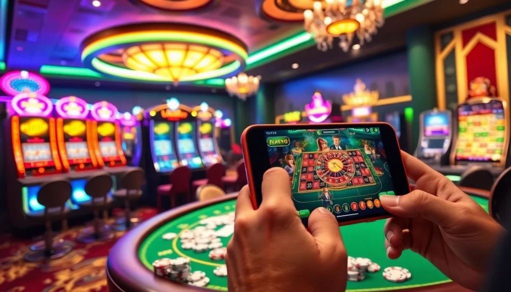 Enjoy thrilling gameplay with apk jaya in a vibrant casino atmosphere featuring slot machines and roulette.