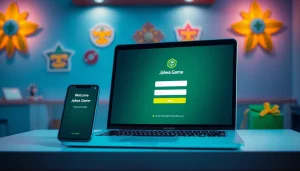 Jalwa game login interface displayed on a laptop and smartphone showcasing user-friendly accessibility.
