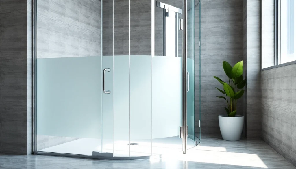 Showcase of glass shower doors featuring sleek designs in a modern bathroom