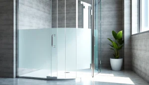 Showcase of glass shower doors featuring sleek designs in a modern bathroom
