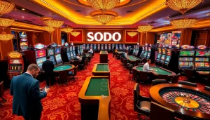 SODO players placing bets at an exciting casino table, featuring engaging gaming elements.