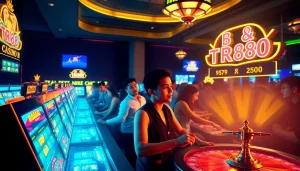 Engaging online gaming scene at TR88 with vibrant casino elements and excited players.