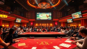 Engage in daga trực tiếp with a thrilling live cockfighting betting experience in an upscale casino setting.