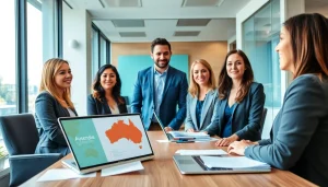 Professional migration agents in Melbourne consulting with clients on immigration services.