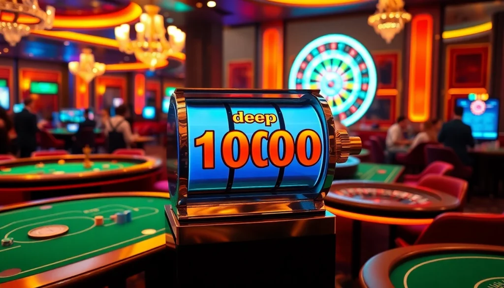 Players enjoying the excitement of slot depo 1000 games at a bustling casino.