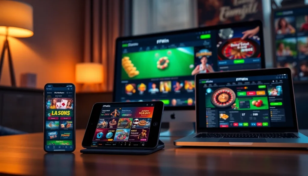 FFWIN platform with modern gaming interface and engaging visuals for online betting.