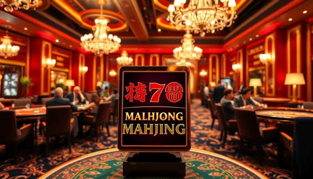 Terlibatlah dengan Slot Demo Mahjong dalam adegan kasino yang menarik, penuh warna cerah dan elemen permainan.