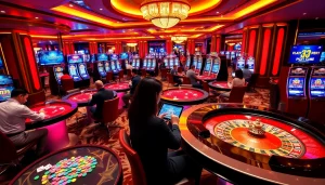 Engage with exciting gaming action at https://123b.ing/ featuring vibrant casino elements.