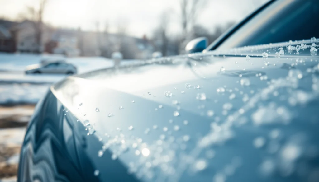 Showcase of winter car protection Chattanooga highlighting a polished vehicle in a winter setting.