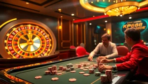 Gamble strategically at KP88 with vibrant casino tables showcasing exciting poker games.