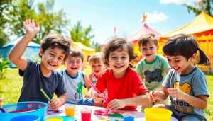 Children having fun at holiday camps with vibrant activities and a lively atmosphere.