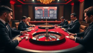 Socolive's engaging gambling atmosphere with poker players and sports scores displayed.