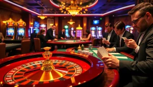 Players engaging in high-stakes poker at MMOO casino, highlighting excitement and strategy.