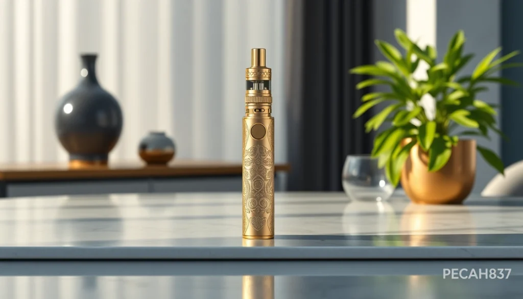 PECAH837 luxury disposable vape pen displayed elegantly on a modern table.