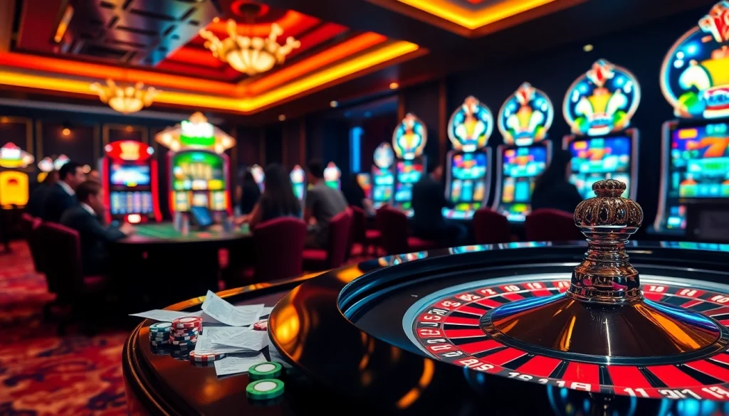 Engaging gamblers analyze keo nha cai bets at a luxurious casino table, immersed in excitement.