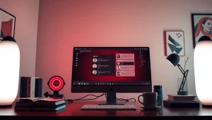 Engaging NSFW AI chat interface in a modern workspace, showcasing advanced technology.