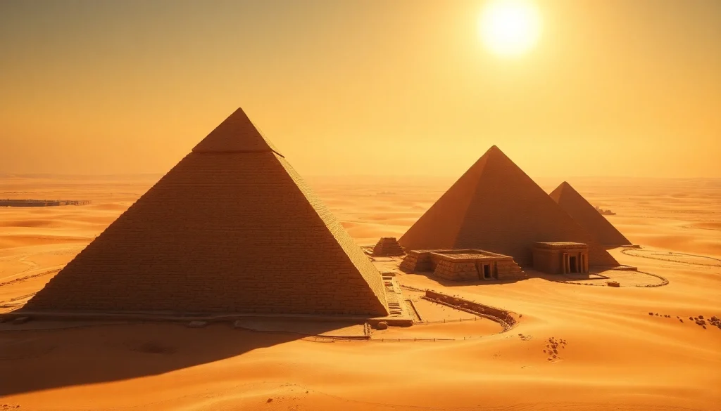 Piraminds showcasing ancient Egyptian pyramids under the bright desert sun, highlighting their grandeur.