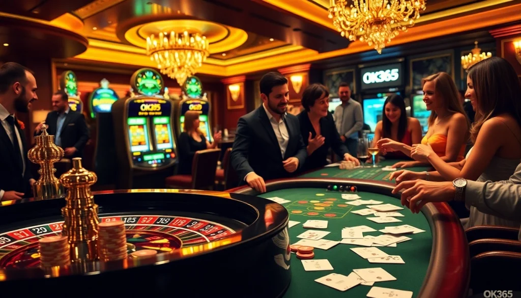 Players enjoying a thrilling game at OK365 casino, showcasing excitement and luxury.