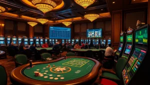 SODO Casino players engaged in exciting gameplay at a luxurious gaming table.