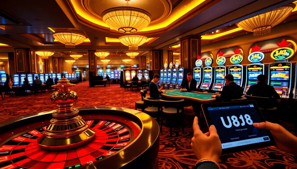 uu88 players enjoying an exciting game at a luxury casino table with chips and roulette.
