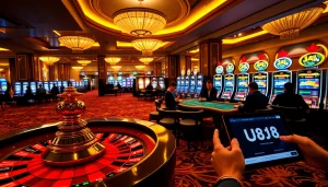 uu88 players enjoying an exciting game at a luxury casino table with chips and roulette.