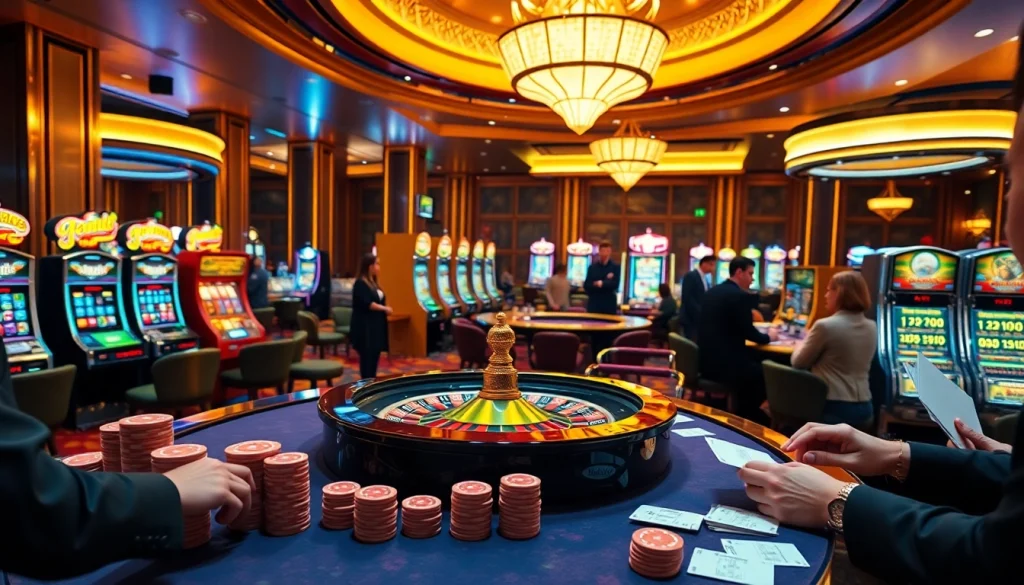 Engaging casino scene with roulette wheel and poker tables, featuring indoxxi themed elements.