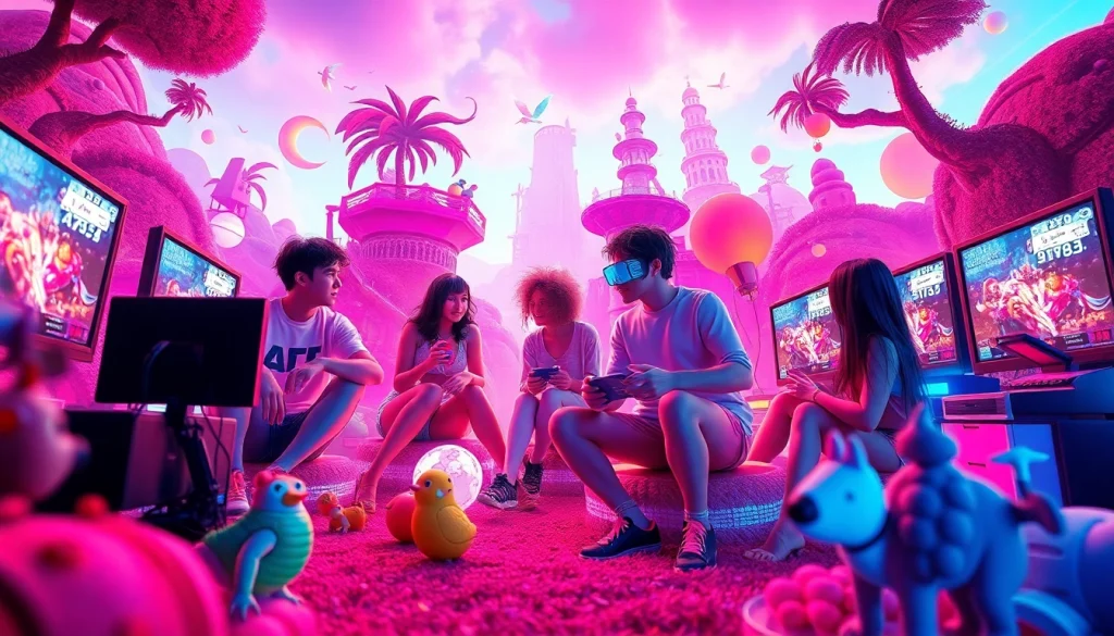 Engaging virtual scene depicting characters in a vibrant porn game environment.