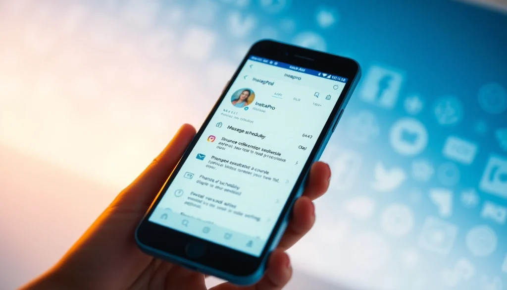 Explore the innovative features of the instapro apk on a smartphone interface.