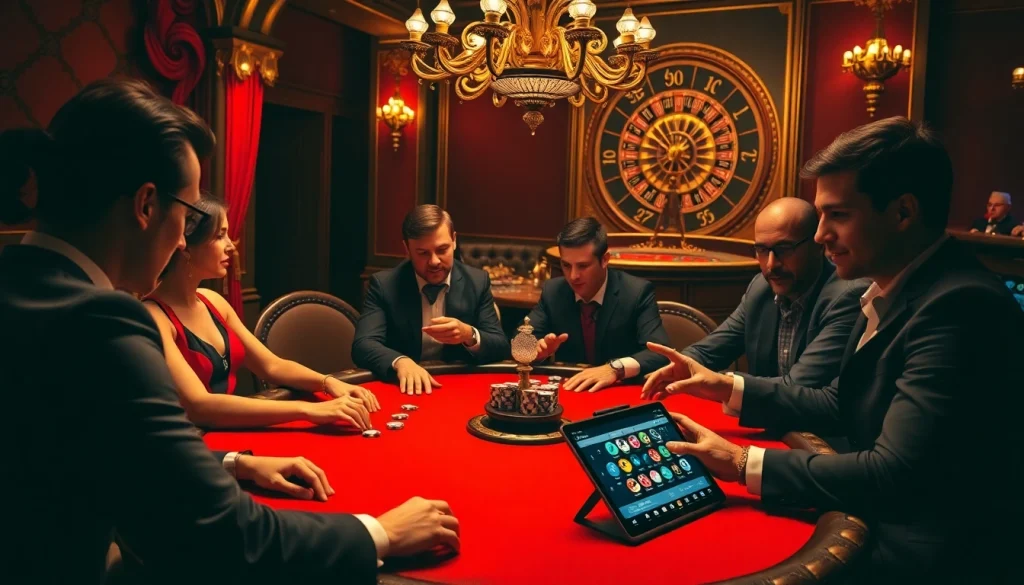 Players engaging in a high-stakes game at a luxury casino; experience game vmax excitement!