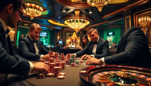 Engage in high-stakes poker at rikvip with vibrant chips and intense player focus.