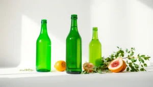Stylish display of BOTOL169 green bottles showcasing quality and versatility.