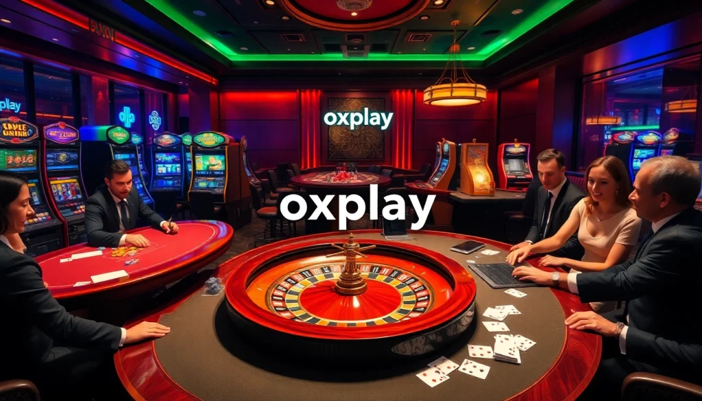 Players enjoying thrilling games at a luxurious casino with oxplay slots and tables.