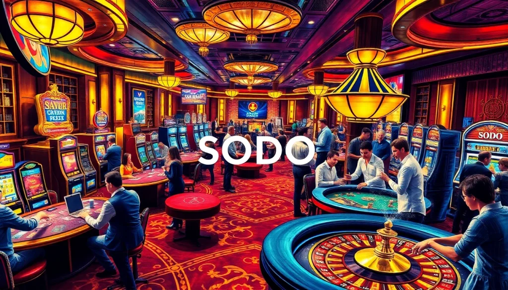 Gamble confidently at SODO Casino with exciting tables, vibrant slot machines, and professional gamblers.