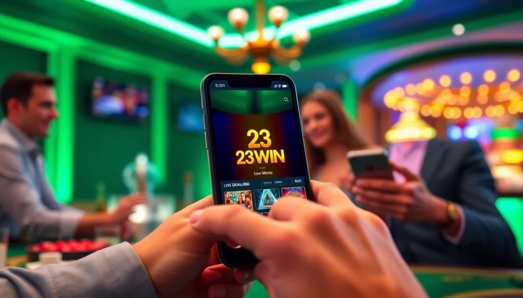 Interactive 23 WIN casino experience showcasing online gaming with vibrant graphics.