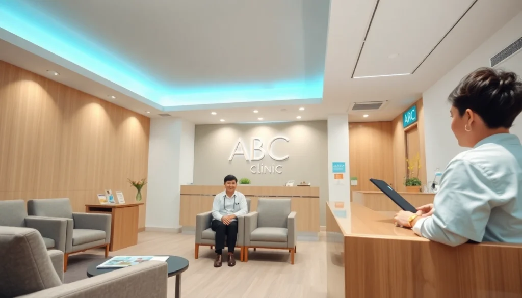 ABCクリニックの口コミ・評判を紹介する画像。歓迎的な受付エリアと専門的な雰囲気を映した光景