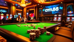 Experience thrilling moments at the glamorous cm88.mobi casino with vibrant poker and roulette action.