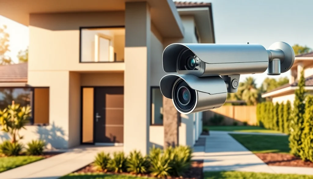 Cámaras de seguridad montadas en una casa moderna para una vigilancia y protección efectivas.