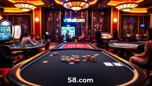Players enjoying excitement at S8.com casino tables with vibrant action and dazzling games.