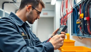 Experienced electrician providing electrical maintenance edmonton in a modern workspace.