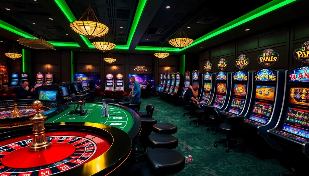 Rasakan sensasi berjudi dengan jmacdonaldphoto.com, menampilkan adegan kasino yang menarik dengan mesin slot yang berwarna-warni dan meja kasino.