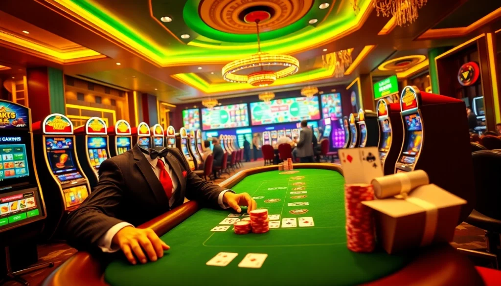Engaging gaming scene with players enjoying link cm88 mới nhất at vibrant casino tables.