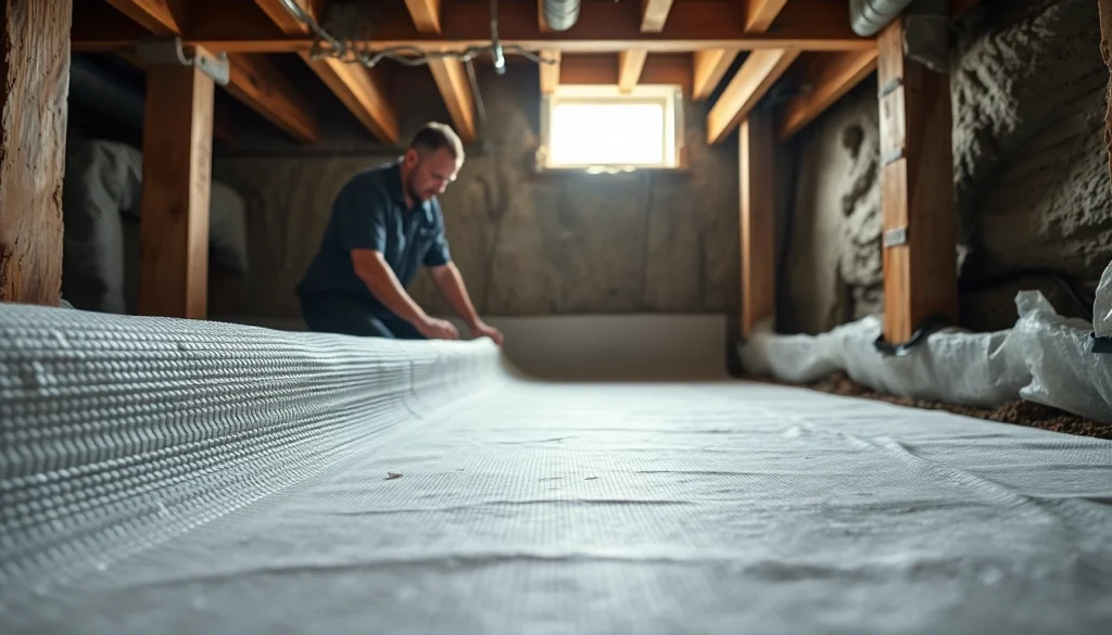 Executing a Vapor Barrier Installation in a crawl space, highlighting technique and precision.